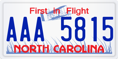 NC license plate AAA5815