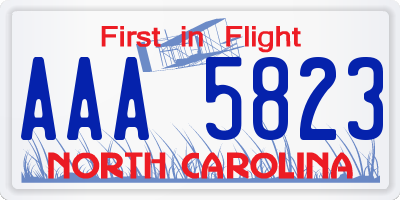 NC license plate AAA5823