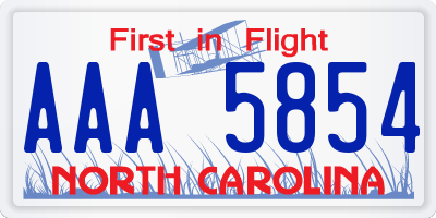 NC license plate AAA5854