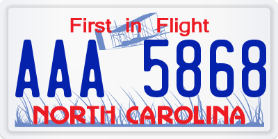 NC license plate AAA5868