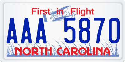 NC license plate AAA5870