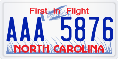 NC license plate AAA5876