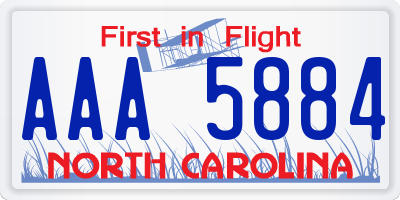 NC license plate AAA5884