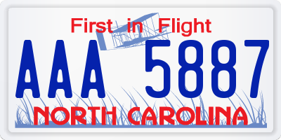 NC license plate AAA5887