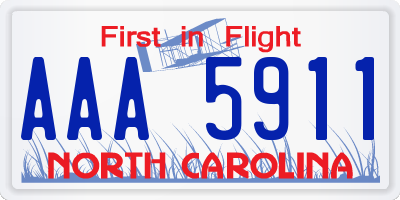 NC license plate AAA5911