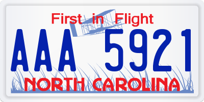NC license plate AAA5921