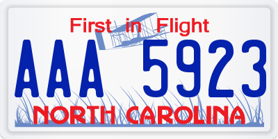 NC license plate AAA5923