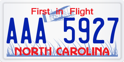 NC license plate AAA5927