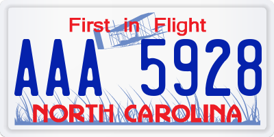 NC license plate AAA5928