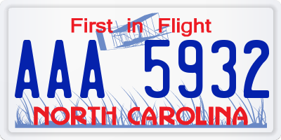NC license plate AAA5932