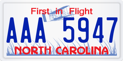 NC license plate AAA5947