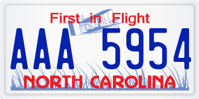 NC license plate AAA5954