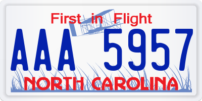 NC license plate AAA5957