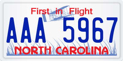 NC license plate AAA5967