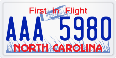 NC license plate AAA5980