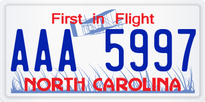NC license plate AAA5997