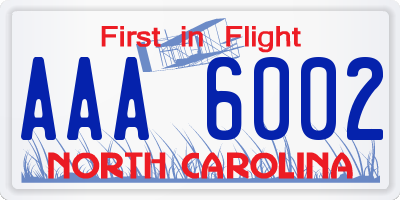 NC license plate AAA6002