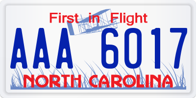 NC license plate AAA6017
