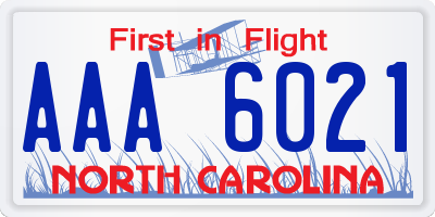 NC license plate AAA6021