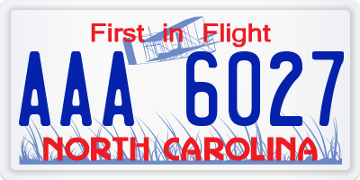 NC license plate AAA6027