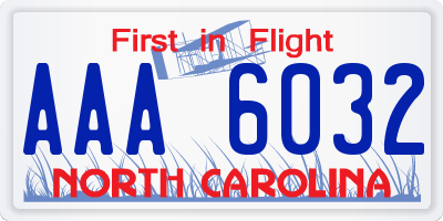 NC license plate AAA6032