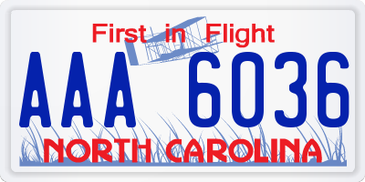 NC license plate AAA6036