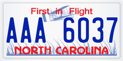 NC license plate AAA6037