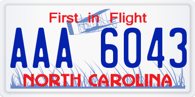 NC license plate AAA6043