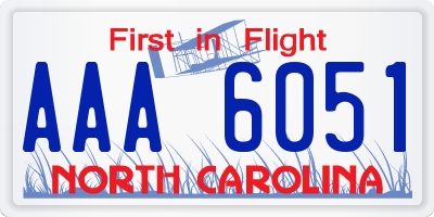 NC license plate AAA6051
