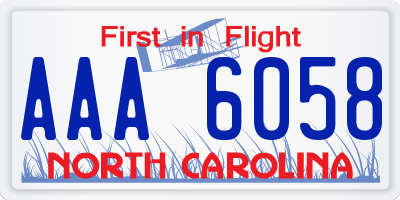 NC license plate AAA6058