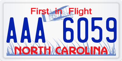 NC license plate AAA6059