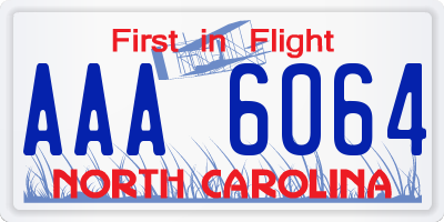 NC license plate AAA6064