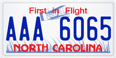 NC license plate AAA6065