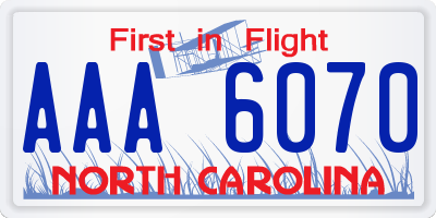 NC license plate AAA6070