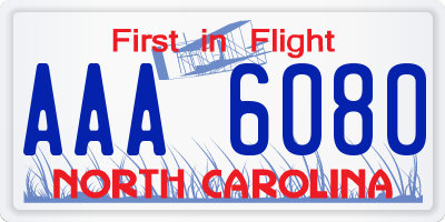 NC license plate AAA6080