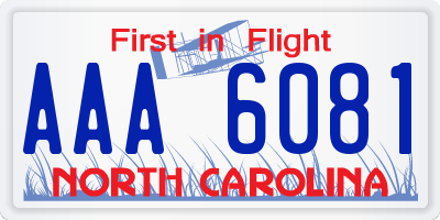 NC license plate AAA6081