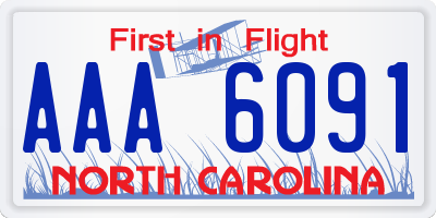 NC license plate AAA6091