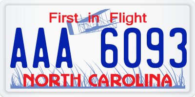 NC license plate AAA6093