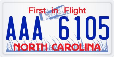 NC license plate AAA6105