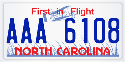 NC license plate AAA6108