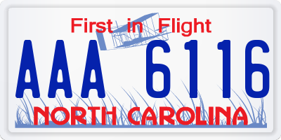 NC license plate AAA6116