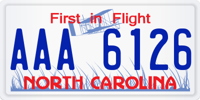 NC license plate AAA6126
