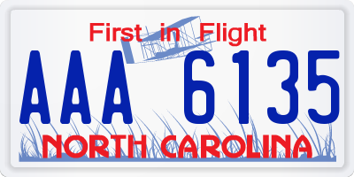 NC license plate AAA6135