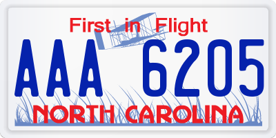 NC license plate AAA6205