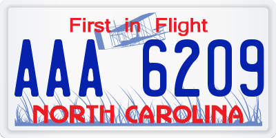 NC license plate AAA6209