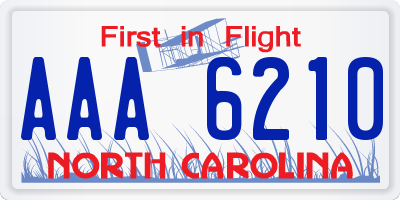 NC license plate AAA6210