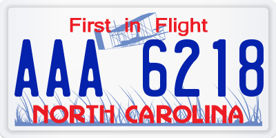 NC license plate AAA6218