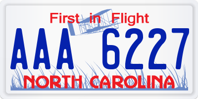 NC license plate AAA6227