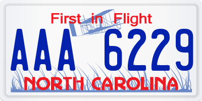 NC license plate AAA6229
