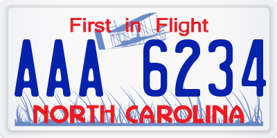 NC license plate AAA6234